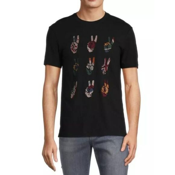 Truth By Republic NEW Men's T-shirt Embroidered Peace Sign Size XL Black - Picture 1 of 6